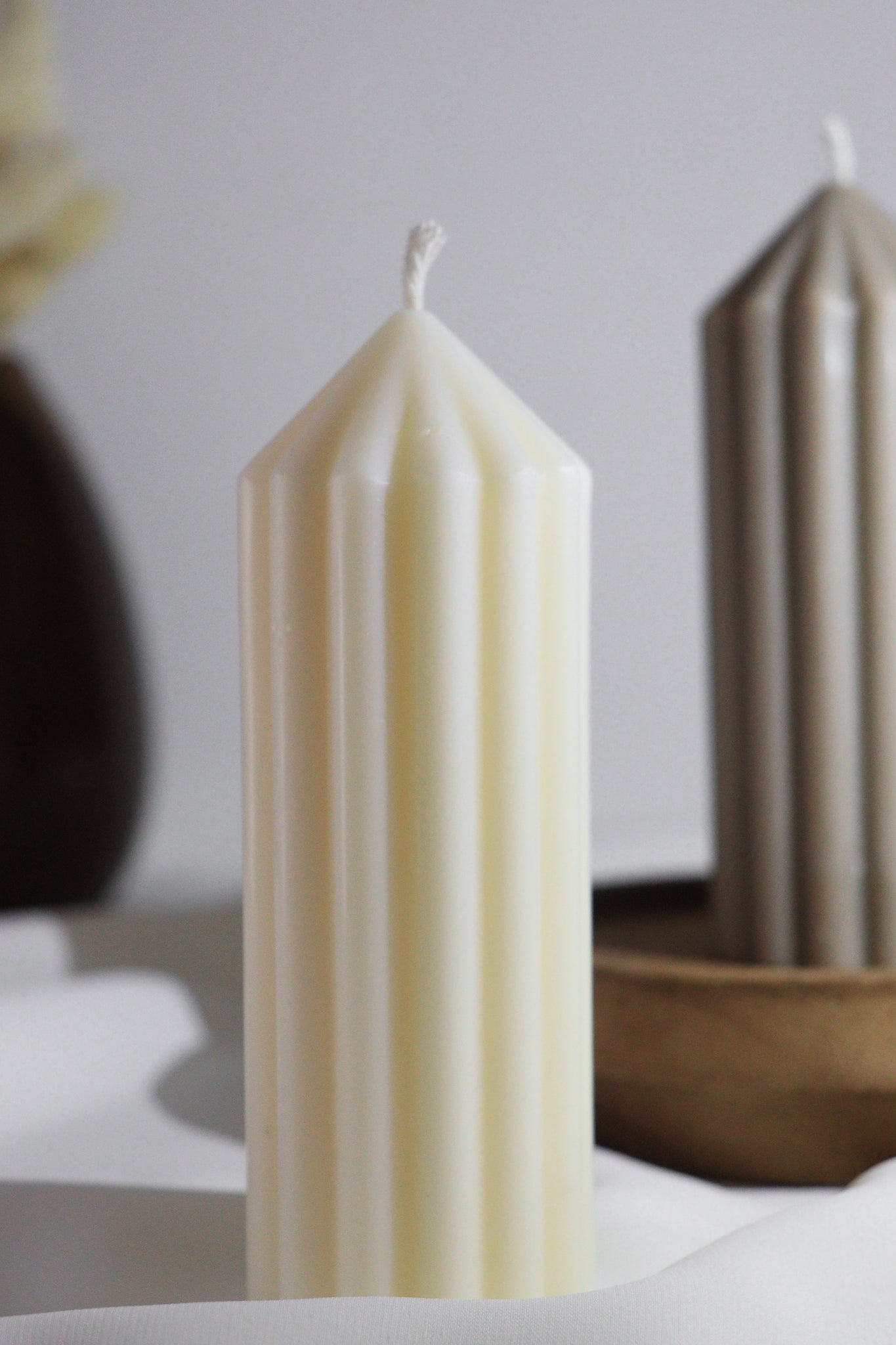 Ribbed Pillar Candle