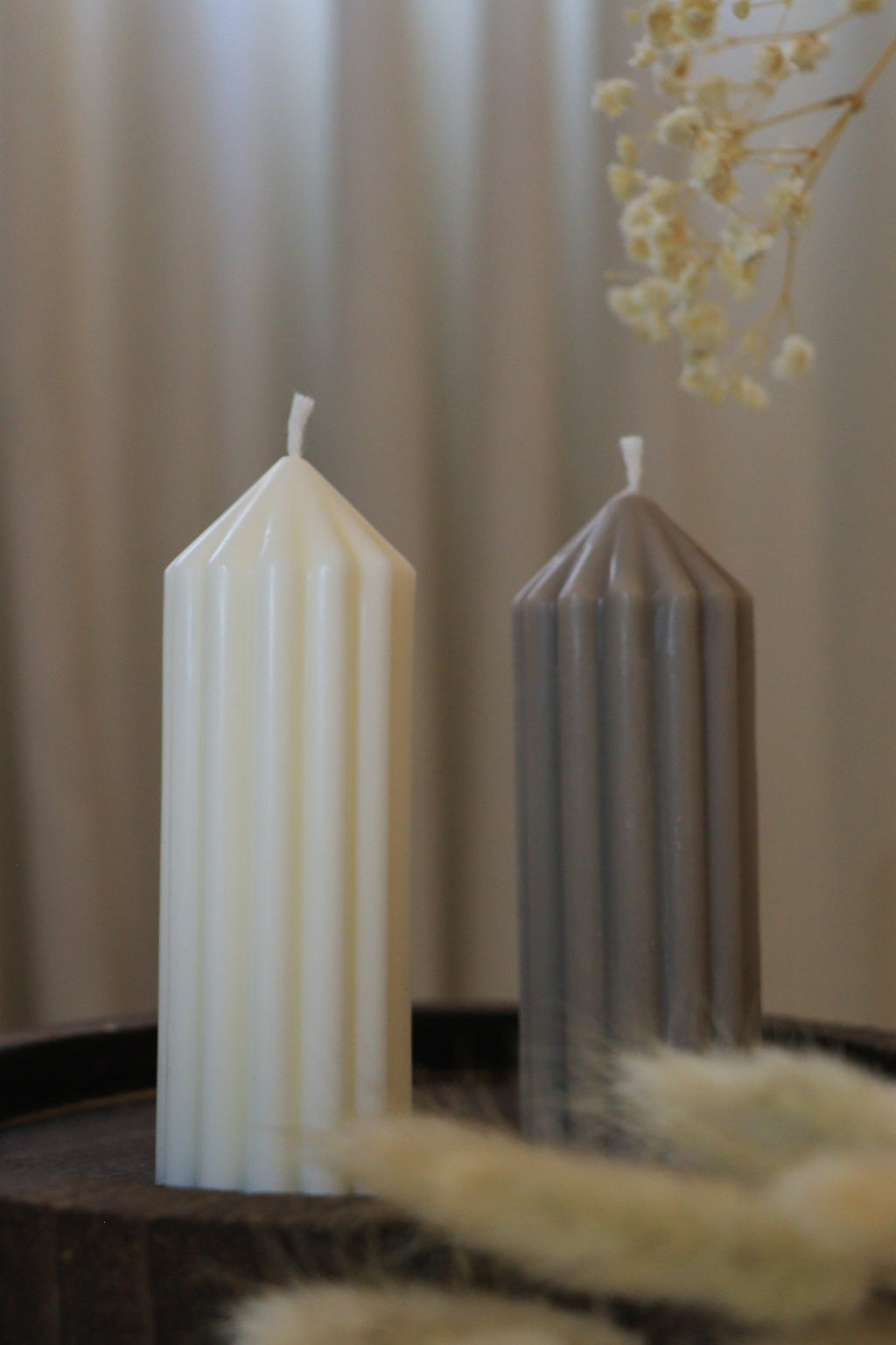 Ribbed Pillar Candle