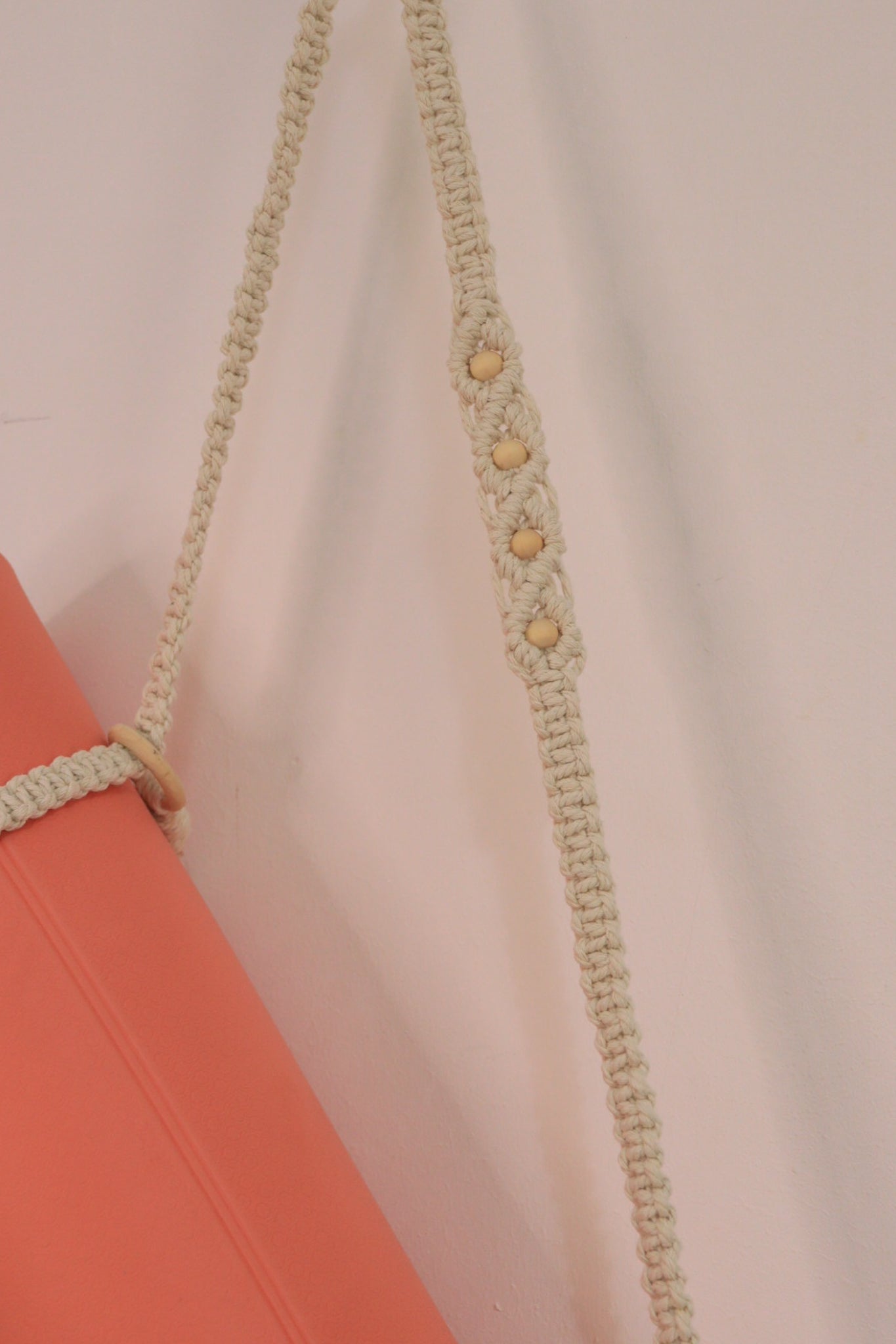 Yoga mat strap with beads