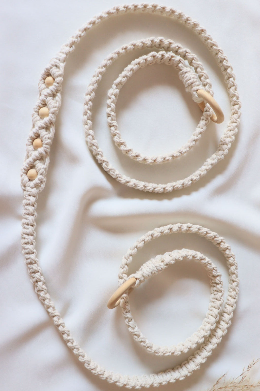 Yoga mat strap with beads