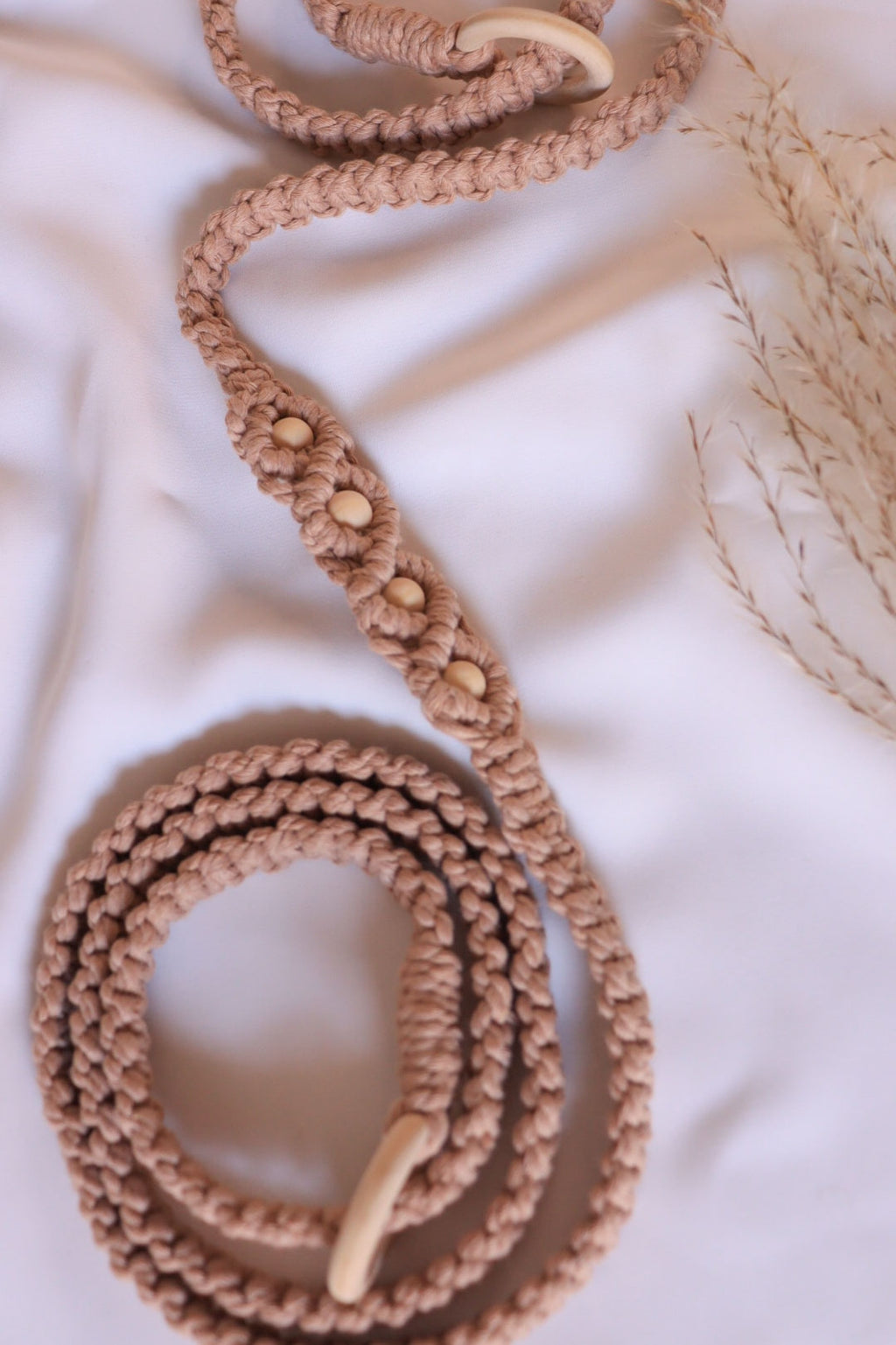 Yoga mat strap with beads