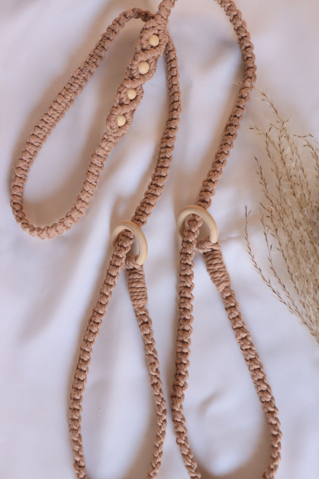 Yoga mat strap with beads