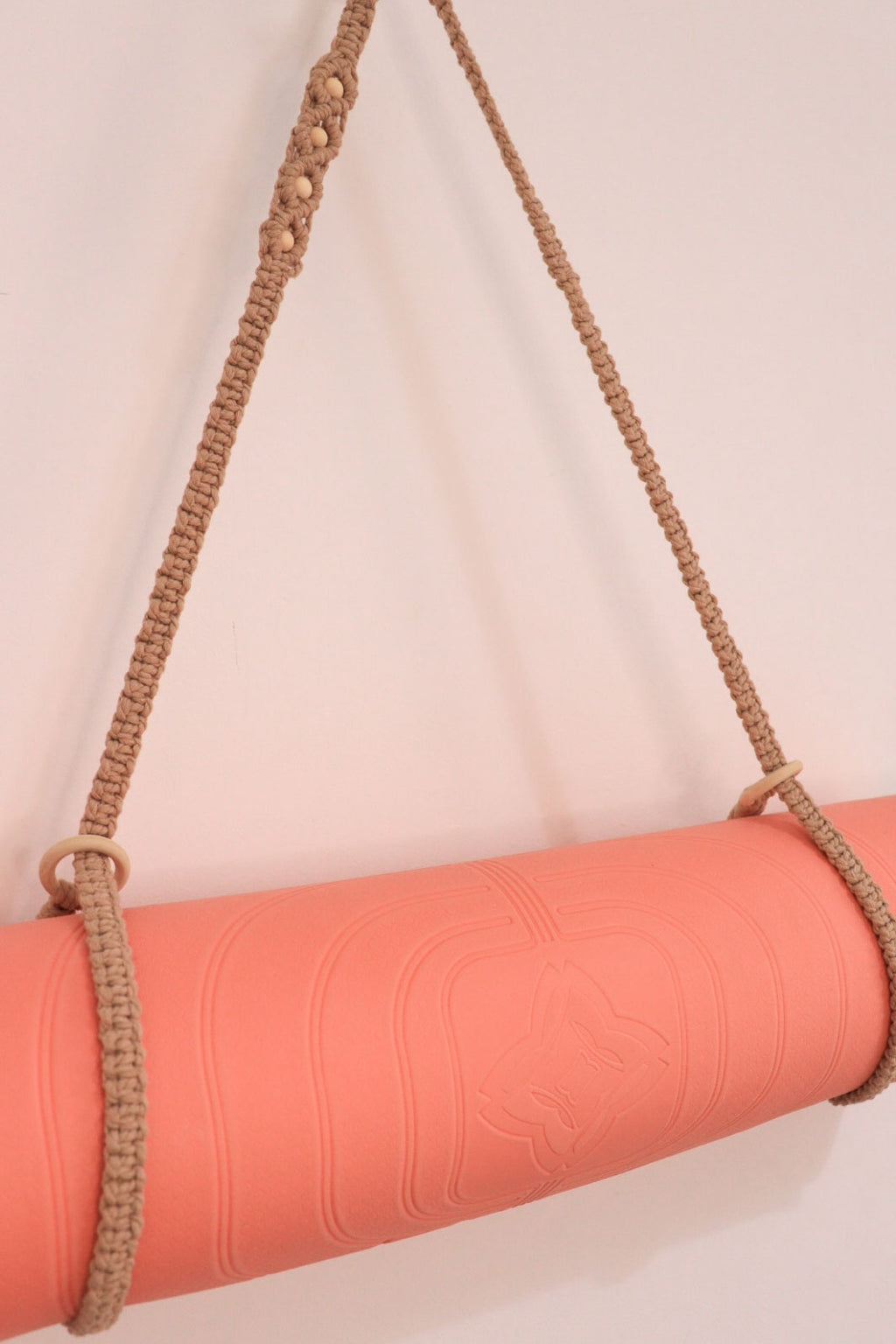 Yoga mat strap with beads